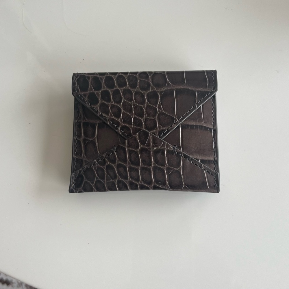 Banana Republic Brown Crocodile-Embossed leather Card Holder